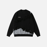 Trendy Loose Fit Ripped Crewneck Sweater
