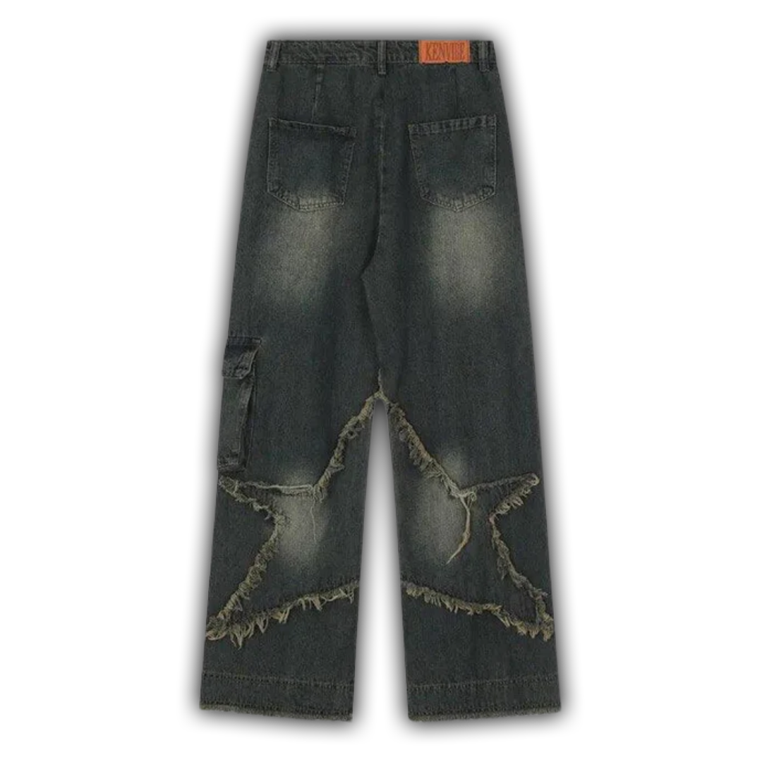 Patch Embroidered Straight-leg Jeans