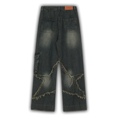 Patch Embroidered Straight-leg Jeans