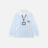 Stylish Striped Loose Fit V-Neck Long-Sleeve T-Shirt