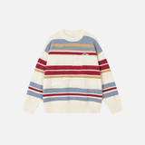 Winter Stylish Contrast Stripe Crewneck Sweater
