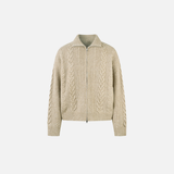 Trendy Twisted Texture Zipper Knit Cardigan