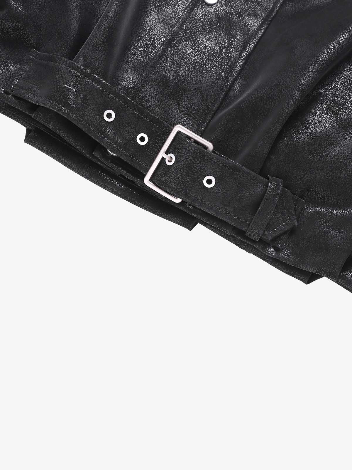 Faux Shearling PU Leather Padded Jacket; Black / M, Black / L, Black / XL, Black / 2XL