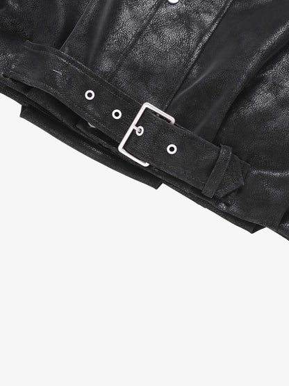 Faux Shearling PU Leather Padded Jacket; Black / M, Black / L, Black / XL, Black / 2XL