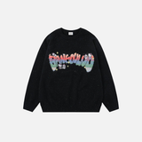 Y2k Retro Colorful Letter Round Neck Sweater