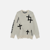 Winter Flexible Y2K Lazy Cross Zipper Sweater