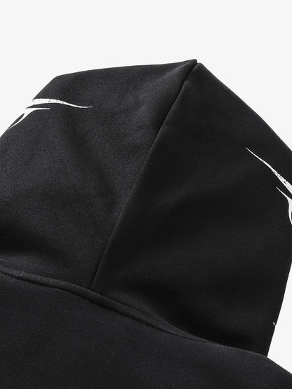 High Street Script Letter Print Zip-up Hoodie Jacket; Black / S, Black / M, Black / L, Black / XL