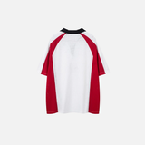 Retro Patchwork Graphic Mesh Jersey Polo Sport T-Shirt