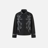 Flower Tattoo Fashionable Hip Hop Leather Jacket