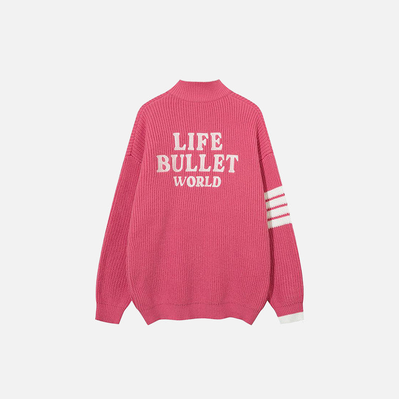Bullet Striped Zip-up Sweater