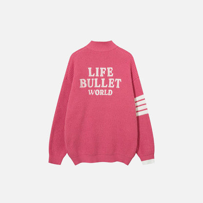 Bullet Striped Zip-up Sweater