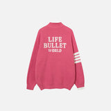 Bullet Striped Zip-up Sweater