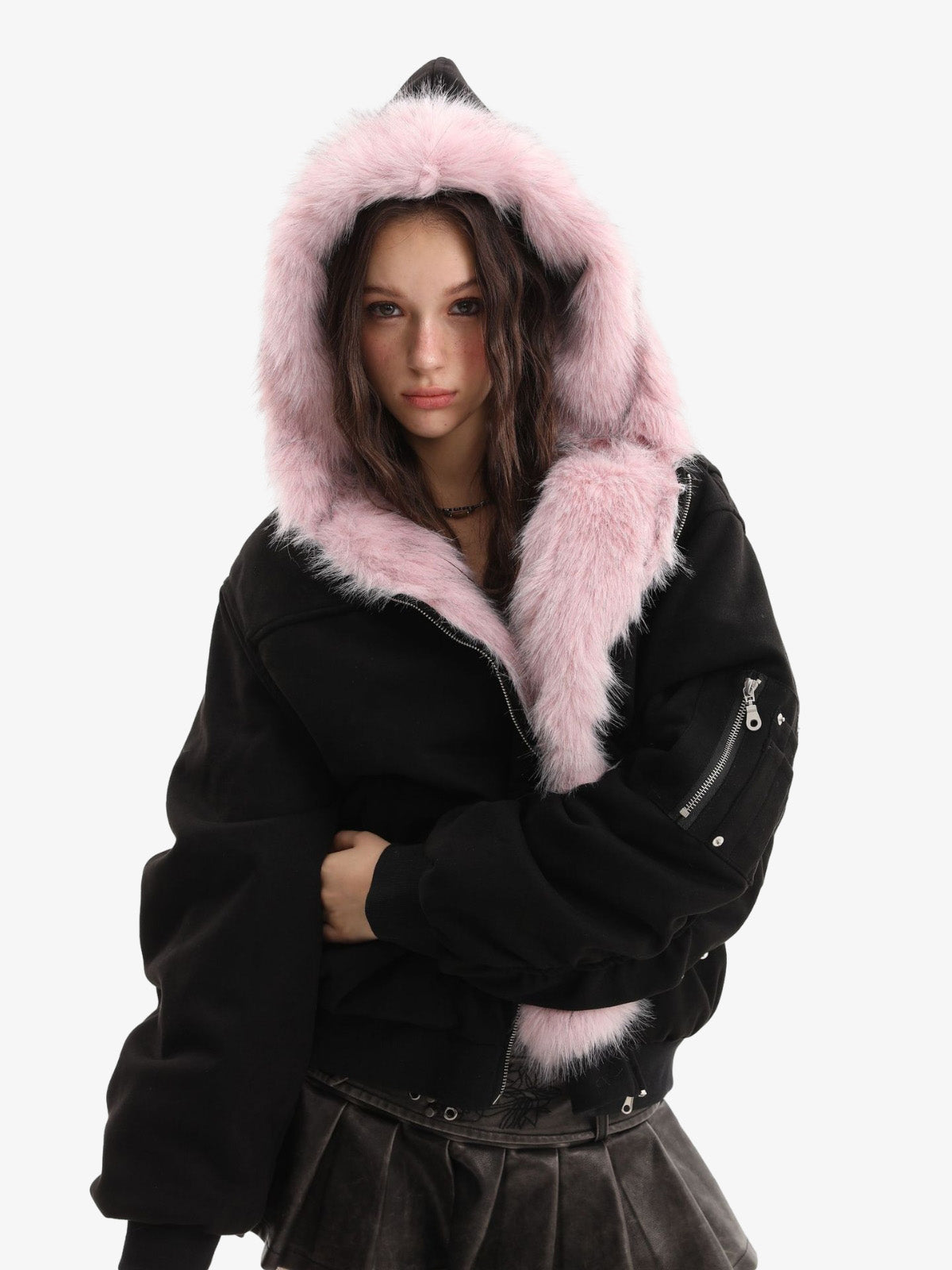 Street Fur Reversible Hooded Jacket - 2493; Black / S, Black / M, Black / L, Black / XL