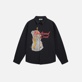 Creative Flame Print Loose Long Sleeve Shirt