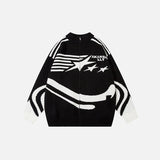 Star Print Zip-up Knitted Jacket