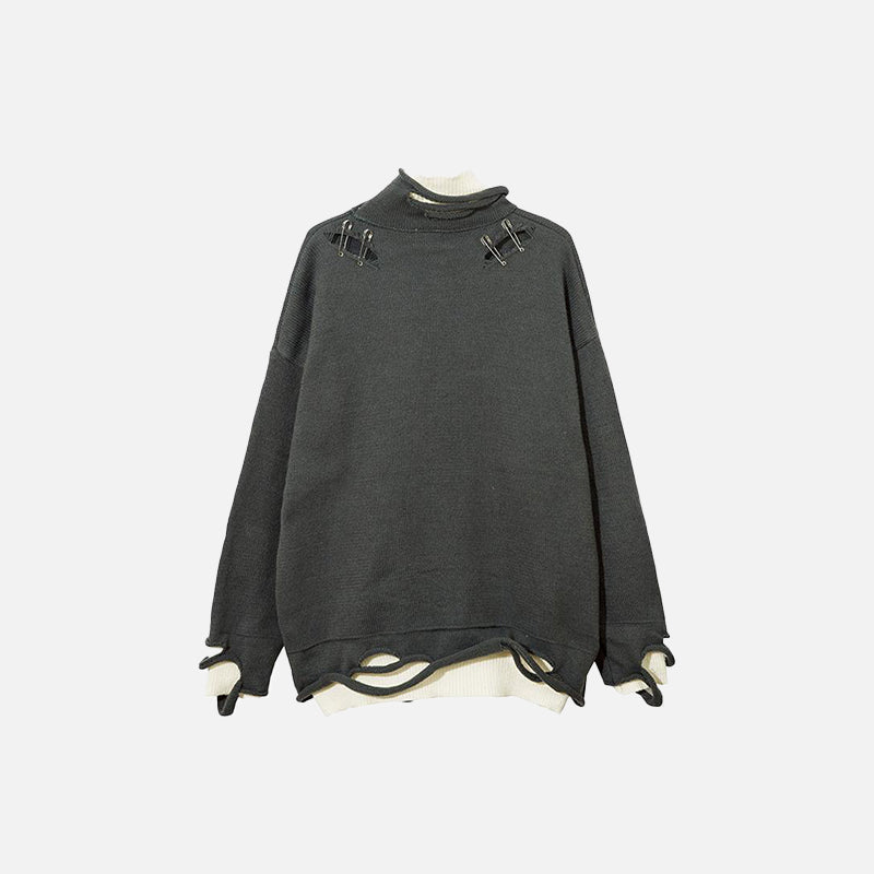 Double-layered Pierced Sweater