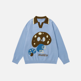 Retro Jacquard Mushroom Embroidery Sweater