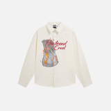 Creative Flame Print Loose Long Sleeve Shirt