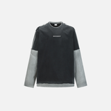Color Block Distressed Loose Fit Long Sleeve T-Shirt