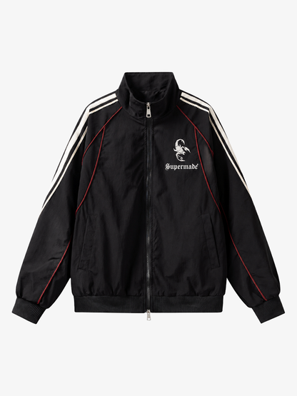 Contrast Stripe Embroidered Track Jacket