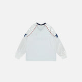 Back view of the white Star Sport Long Sleeve T-shirt in a gray background