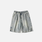 Front view of the dark grey Casual Solid Sports Denim Shorts in a gray background