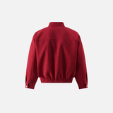 Trendy Red Stylish Loose Fit Cotton Utility Jacket