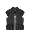 Plaid Peplum Short Sleeve Shirt