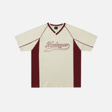 Plush Y2K Graphic Patchwork V-Neck Oversized T-Shirt