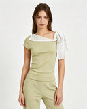 One-Shoulder Tie Sleeve Top