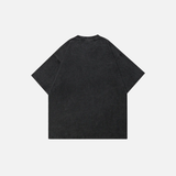 Y2K Streetwear Washed Black Graphic Eyes T-Shirt