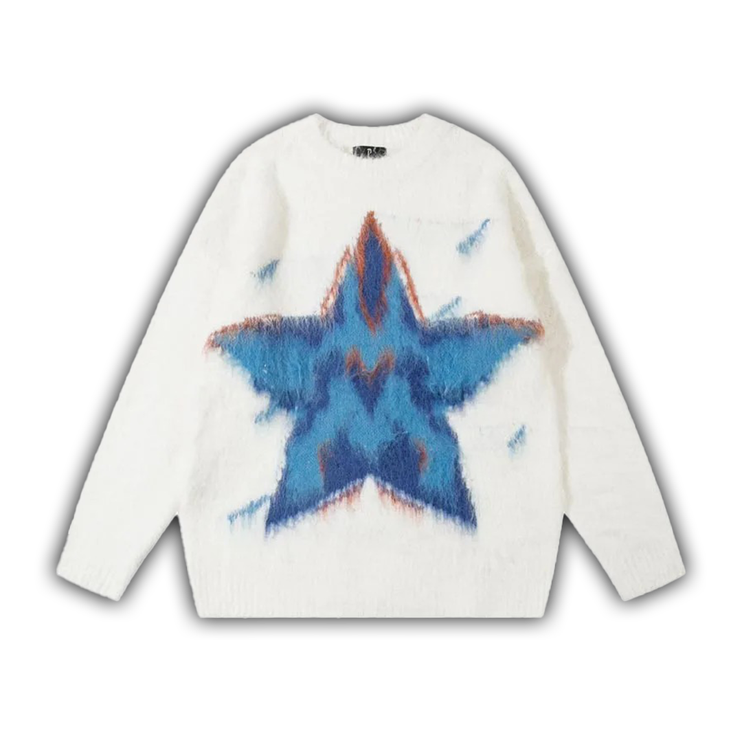 Watercolor Star Knit White