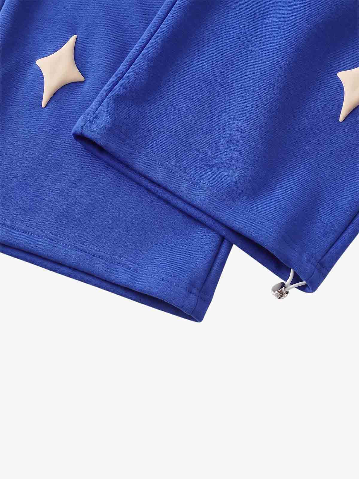Spray Paint Star Print Distressed Sweatpants; Royal Blue / M, Royal Blue / L, Royal Blue / XL, Royal Blue / 2XL