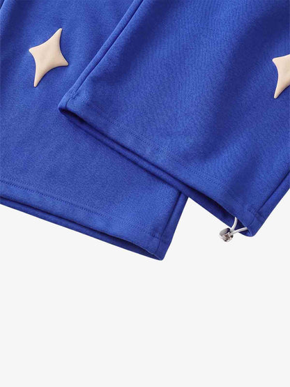Spray Paint Star Print Distressed Sweatpants; Royal Blue / M, Royal Blue / L, Royal Blue / XL, Royal Blue / 2XL
