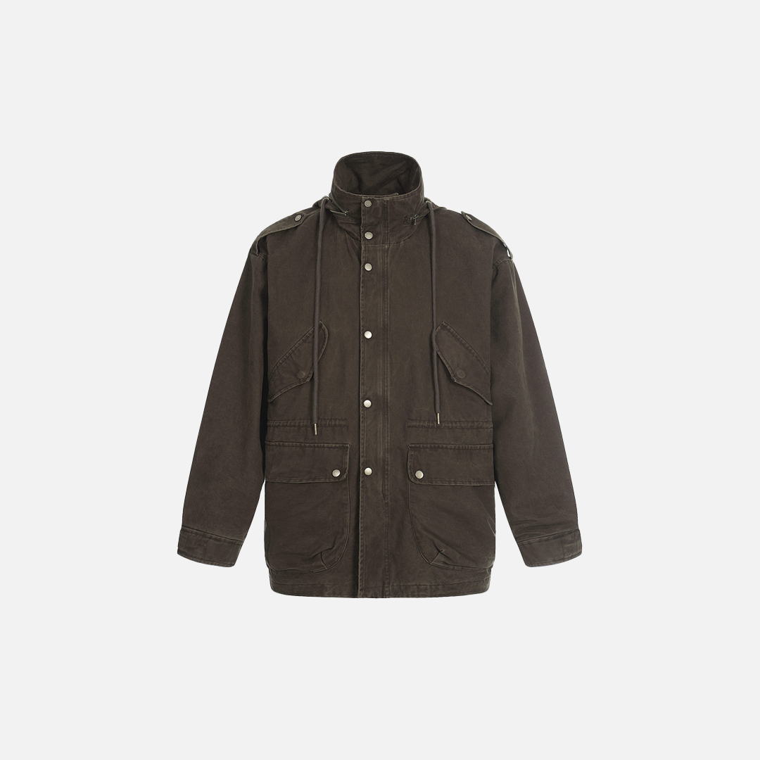Stylish High Collar Multi Pocket Windbreaker Jacket