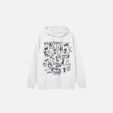 Front view of the gray Cosmic Kitties Hoodie in a gray background
