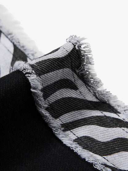 Zebra Patchwork Distressed Flared Jeans