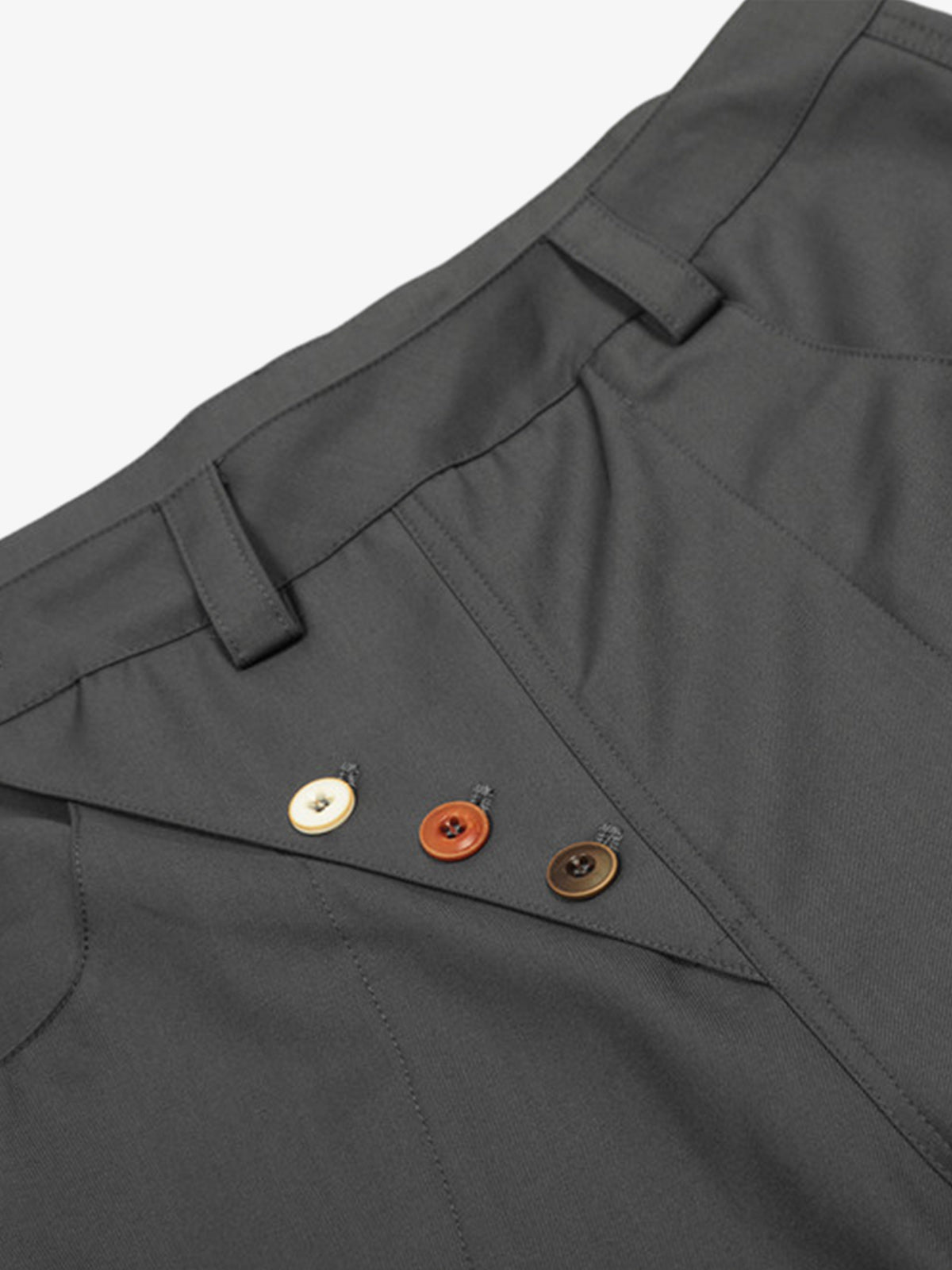 Adjustable Side Buttons Barrel Pants; Gray / S