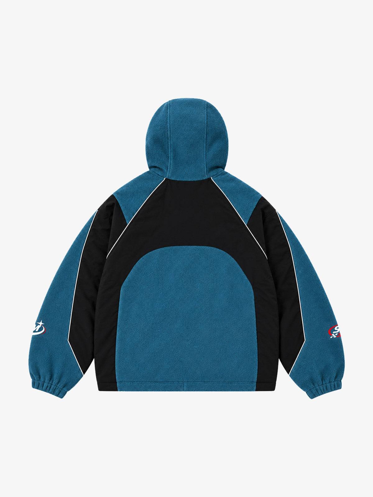 Color-Block Sherpa Panel Zip-Up Hooded Jacket