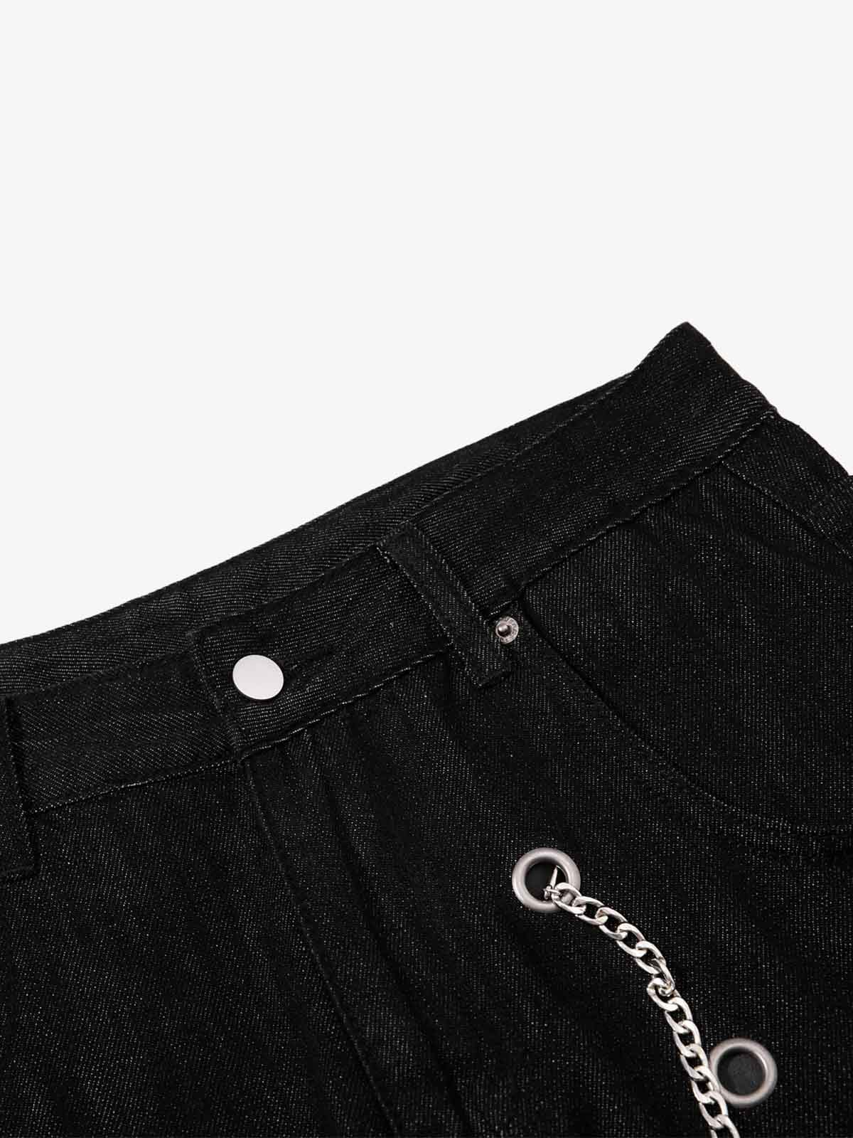 Vintage Eyelet Chain Baggy Jeans; Black / S, Black / M, Black / L, Black / XL, Black / 2XL