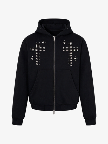 Detachable Fur Cross Zip Hoodie