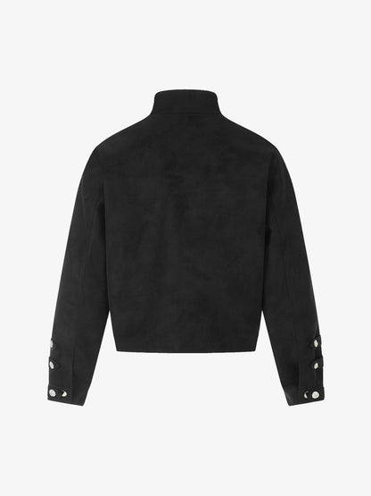 Suede Button Boxy Fit Jacket; Black / S, Black / M, Black / L, Black / XL