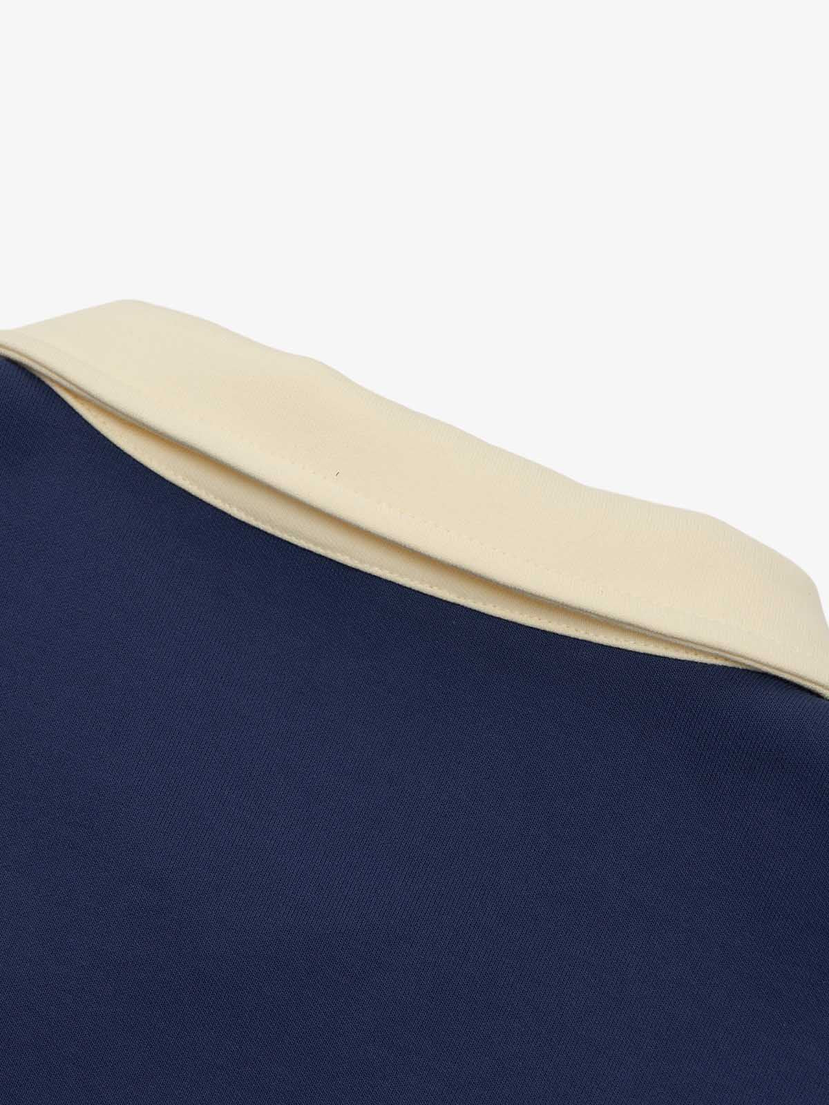 Original Racing Style Print Lapel Sweatshirt; Purplish Blue / S, Purplish Blue / M, Purplish Blue / L, Purplish Blue / XL, Purplish Blue / 2XL, Purplish Blue / 3XL