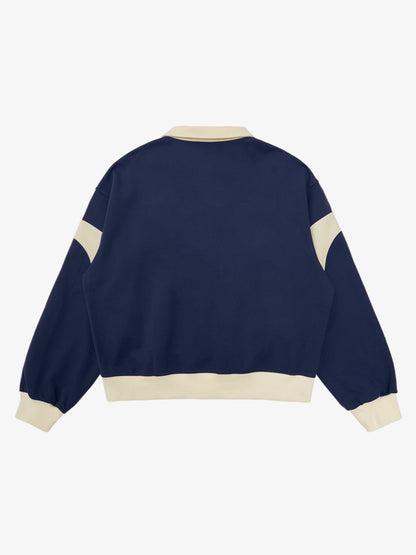 Original Racing Style Print Lapel Sweatshirt; Purplish Blue / S, Purplish Blue / M, Purplish Blue / L, Purplish Blue / XL, Purplish Blue / 2XL, Purplish Blue / 3XL