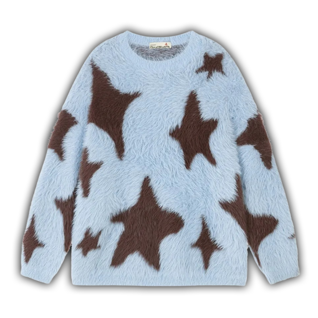 Star Fuzzy Knit Blue