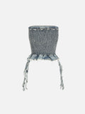 Fringe Hem Denim Bandeau Tube Top