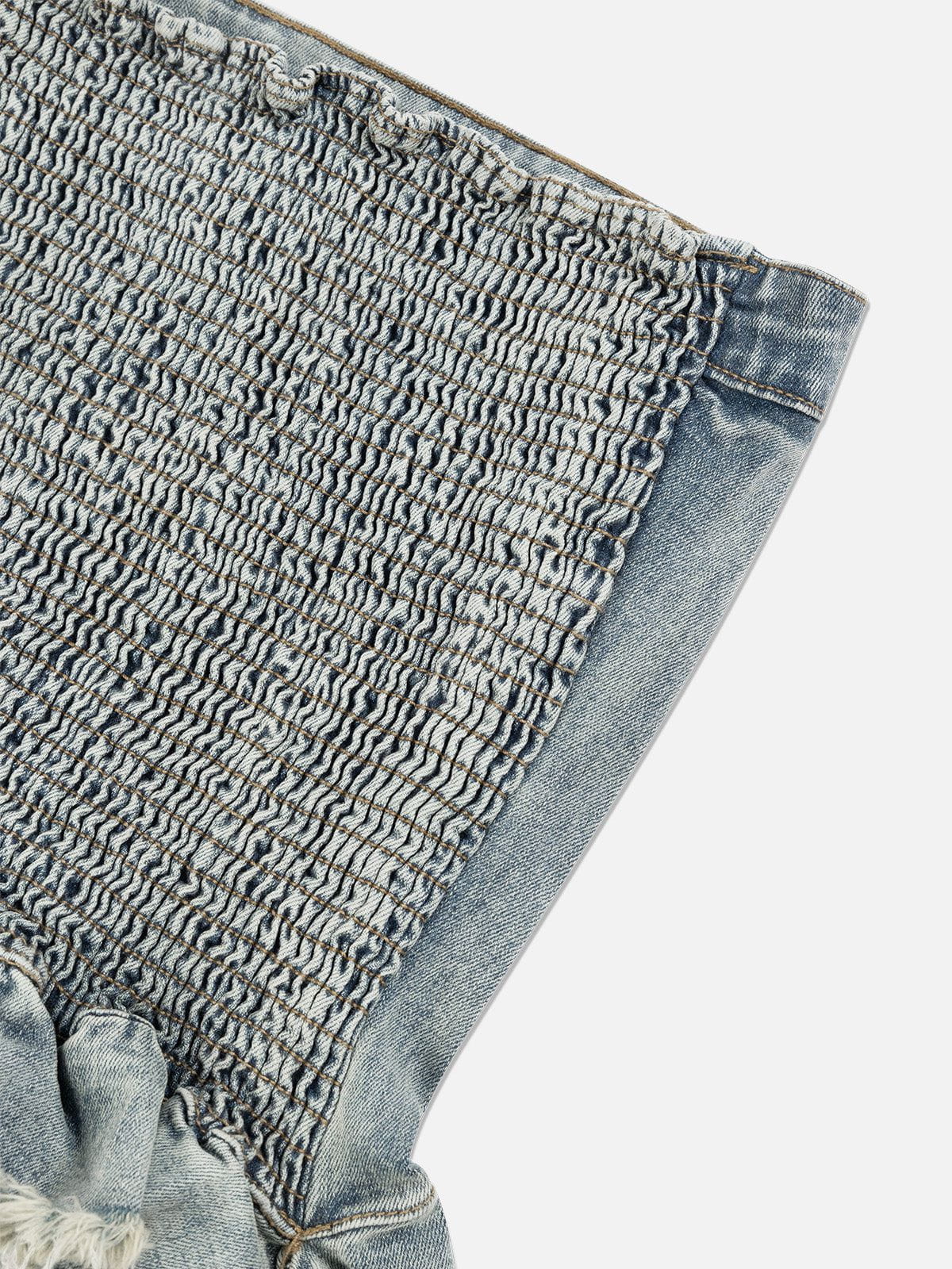 Fringe Hem Denim Bandeau Tube Top