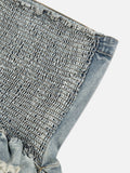 Fringe Hem Denim Bandeau Tube Top