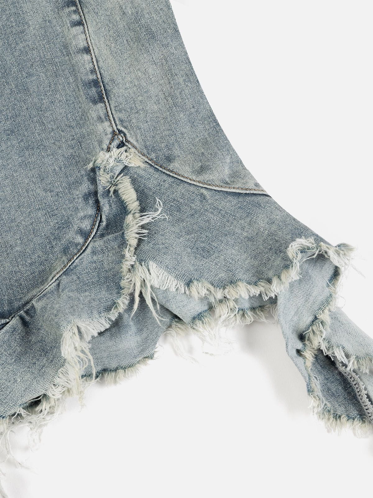 Fringe Hem Denim Bandeau Tube Top