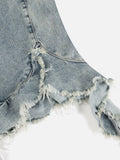 Fringe Hem Denim Bandeau Tube Top